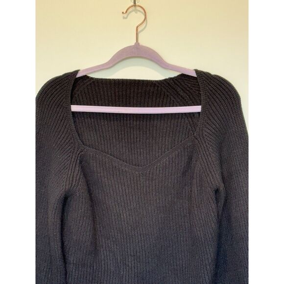 Cider Sweetheart Neckline Balloon Sleeve Sweater Black Size XL - Picture 4 of 6